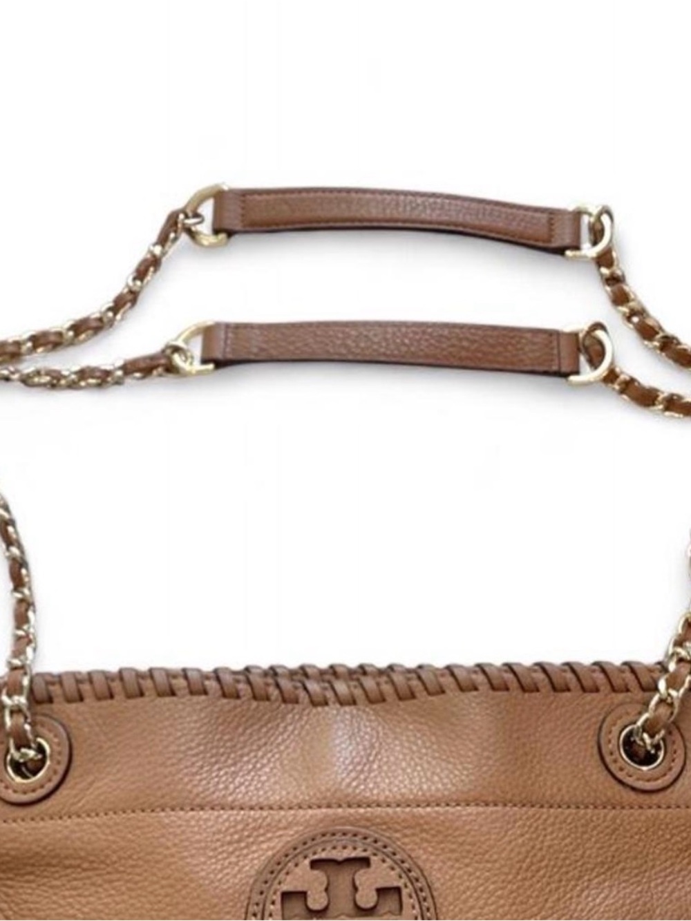 Tory Burch Marion Pebbled Leather Shoulder Bag Caramel colorway, pebbled leather - Picture 2 of 8